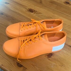 Calvin Klein Orange leather Men's Nemi Nappa Sneakers  low-top 12 like new